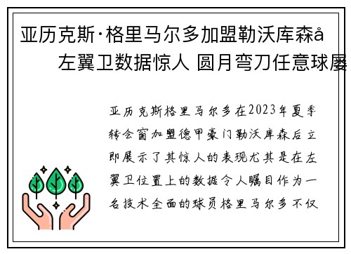 亚历克斯·格里马尔多加盟勒沃库森后左翼卫数据惊人 圆月弯刀任意球屡次救主 亚历克斯·格里马尔多加盟勒沃库森后左翼卫数据惊人 圆月弯刀任意球屡次救主